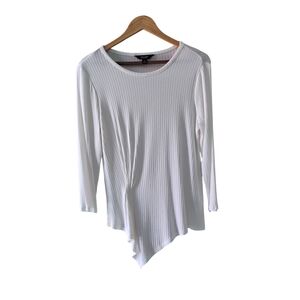 Simply Vera Vera Wang White Ribbed Long Sleeve Top